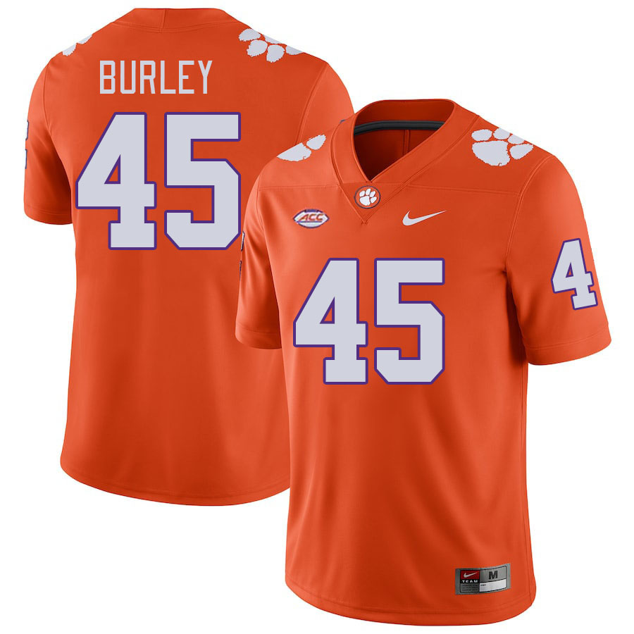 Men's Clemson Tigers Vic Burley #45 College Orange NCAA Authentic Football Stitched Jersey 23KS30PS